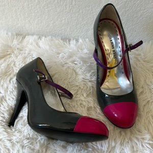 GIANNI BINI GREY/PINK PURPLE STRAP SHOES
